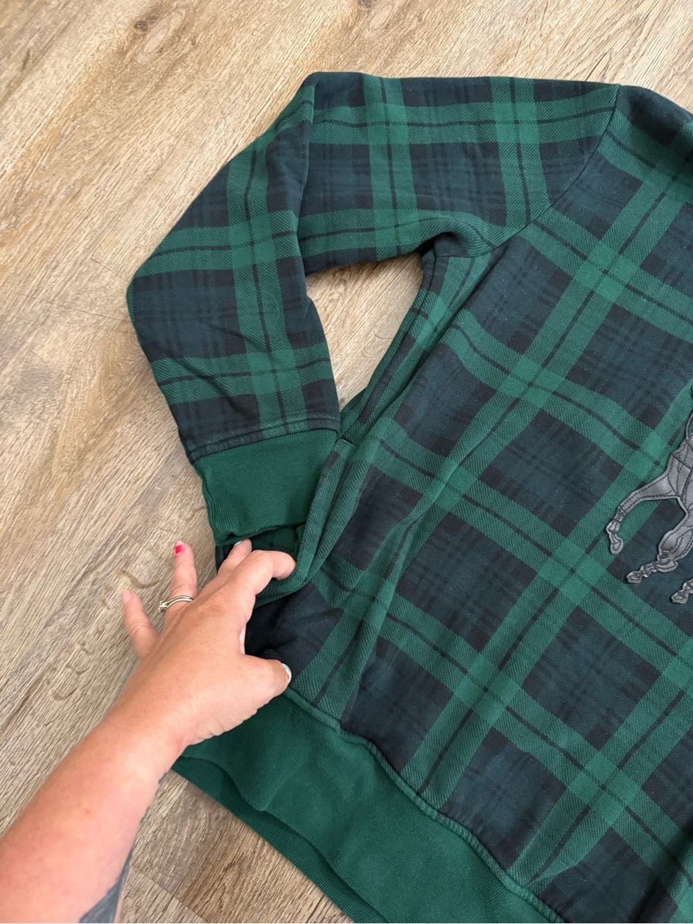 Polo Ralph Lauren • Leather Pony Tartan Plaid Hoodie - Picture 15 of 16